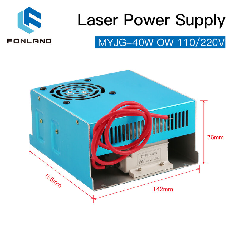 FONLAND 40W CO2เลเซอร์แหล่งจ่ายไฟ MYJG-40W OW 110V/220V สำหรับหลอดเลเซอร์เครื่องตัดแกะสลัก