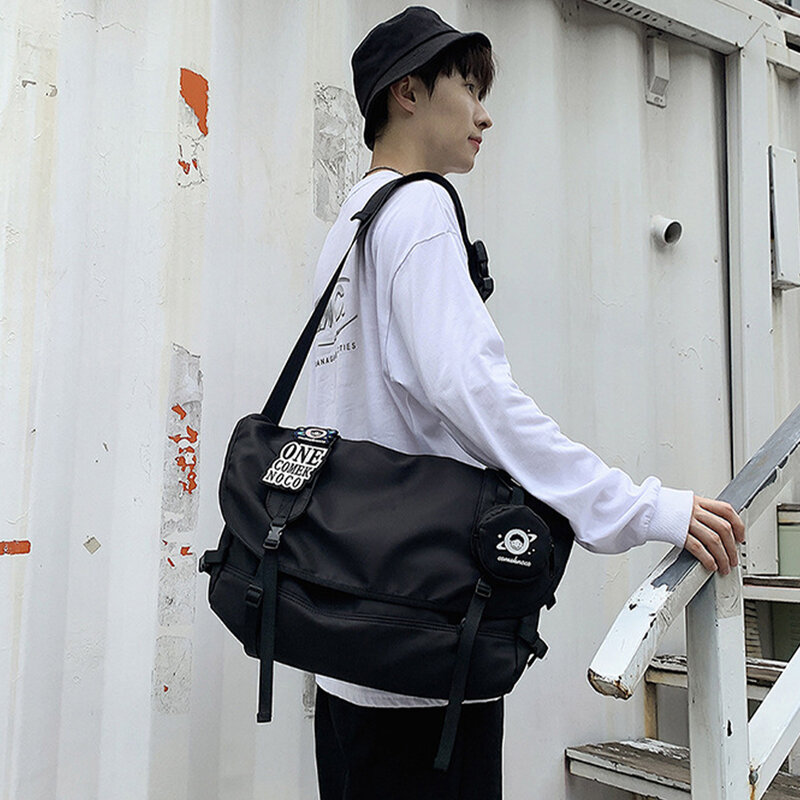 Многофункциональная большая сумка через плечо с лентами, дорожный мессенджер в стиле хип-хоп, школьные ранцы для колледжа, уличная одежда для мужчин и женщин