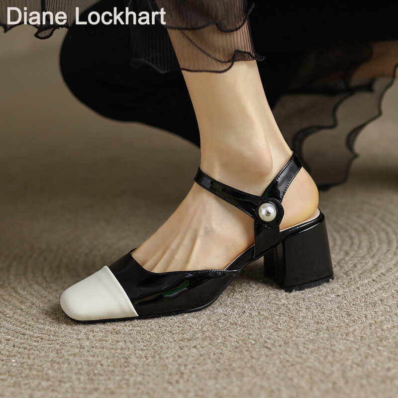 Zapatos de tacón bajo para mujer, Sandalias femeninas de tacón alto de 5CM, de colores variados, para oficina