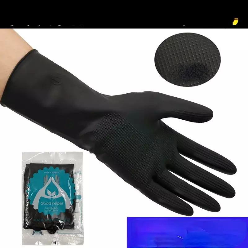 Black Salon Dyed Hair Rubber Gloves Perm Curling Hairdressing Heat Resistant Finger Waterproof Glove