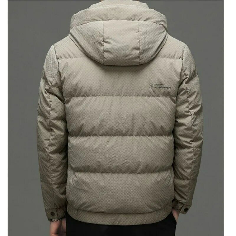 2023 New Male Parkas Black Gold White Duck down Jacket Mid-Length Hooded Coat Young and Middle-Aged Thick Warm Jacket Men