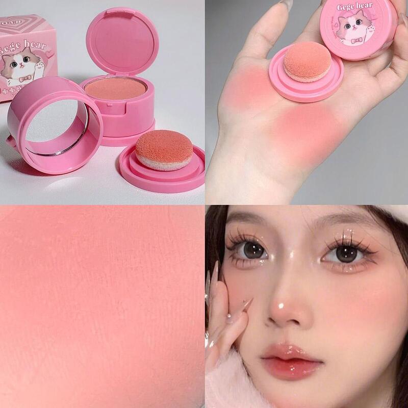 Strawberry Pink Face Blusher Matte Natural Cheek Tint Hachimi Cream Beauty Cosmetics Sponge Makeup Cat Girl's Blush Brighte X5Z8