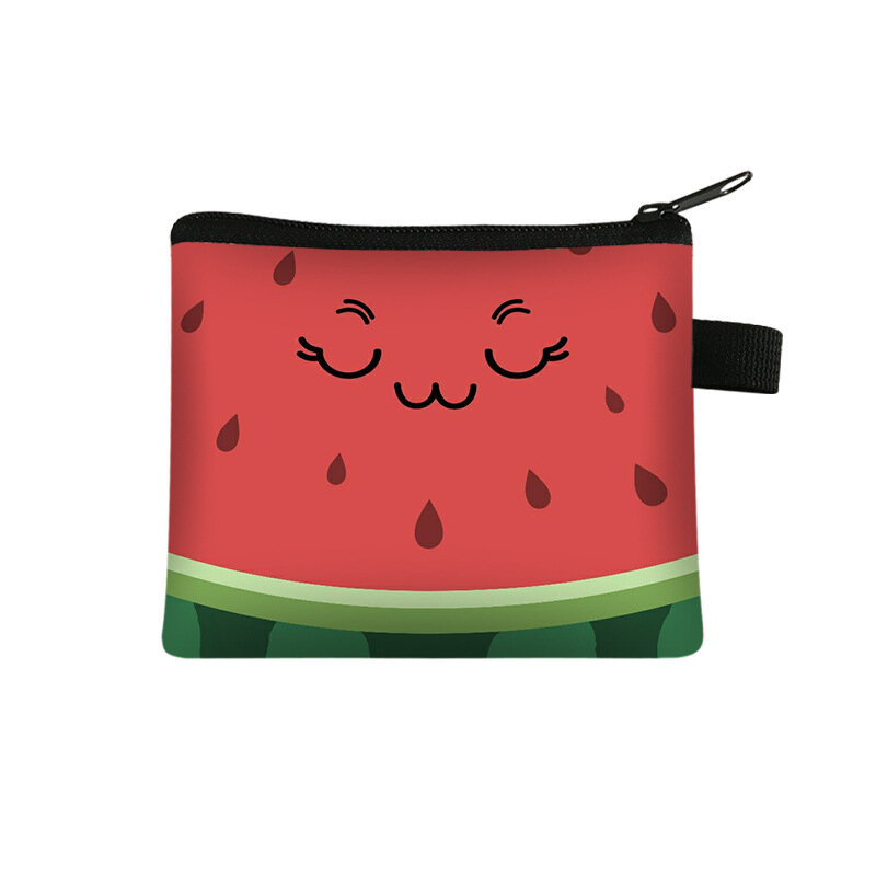 Tas masker buah semangka dompet portabel tas kartu tas penyimpanan kunci koin tas tangan poliester dompet koin tas Mini kantung lucu