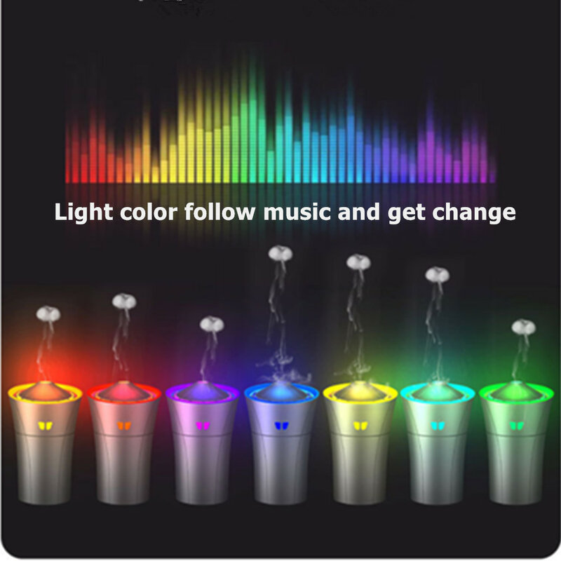 Torch Shape Pick Up Music Colorful Ambient Light 280ml Aromatherapy Timer Portable Desktop Air Humidifier for Car Home