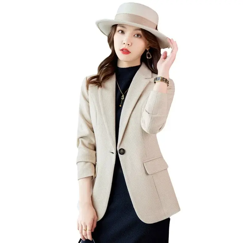 Plaid Women Suits Blazer 1 Piece Female Spring Office Lady Business Work Wear Fashion Girl Coat Formal Prom Dress Outfit