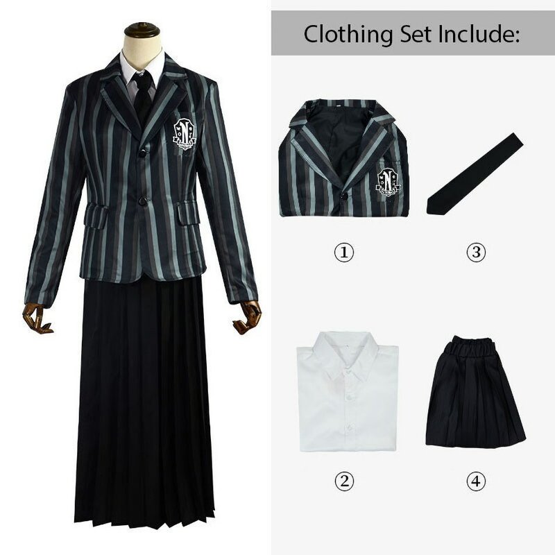 Disfraz de Addams para niña y mujer adulta, uniforme infantil de la Academia, vestido de baile para Fiesta infantil, disfraz de Cosplay Carvinal