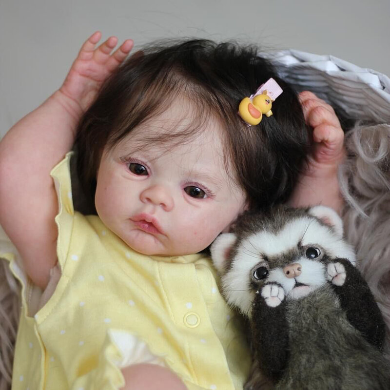 FBBD 19-calowy Full body Reborn laleczka bobas łąka noworodek rozmiar prawdziwy obraz ręcznie robione włosy ręcznie widoczne żyły