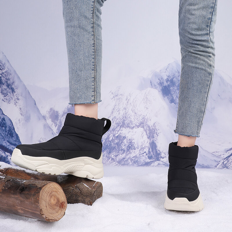 STRONGSHEN-Botas impermeáveis de plataforma antiderrapante para mulheres, manter botas de neve quentes, botas femininas