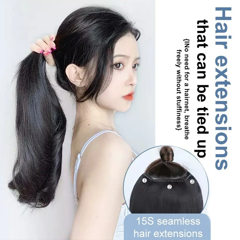 ALXNAN HAIR Wavy Curly 3 PCS /SET Hair Extensions High Resistant Temperature Fiber Black Brown Hairpiece