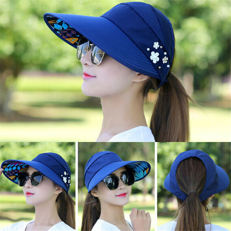 1pc Golf Cap Simplicity Women's UPF 50+ UV Protection Wide Brim Beach Sun Visor Hat For Wife Girls Gift Uulticolor New Cheap