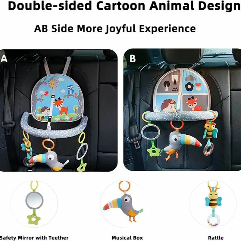 Sedile posteriore seggiolino auto giocattolo Baby Kick & Play Activity Center seggiolino auto arco attività con specchio musicale sonaglio giocattoli per bambini viaggi