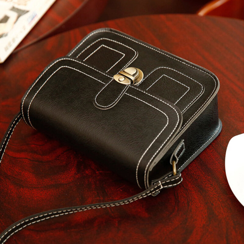 Bolso de mensajero de PU Vintage para mujer, bolsos de hombro cruzados cuadrados, monedero para teléfono, bolsos de viaje