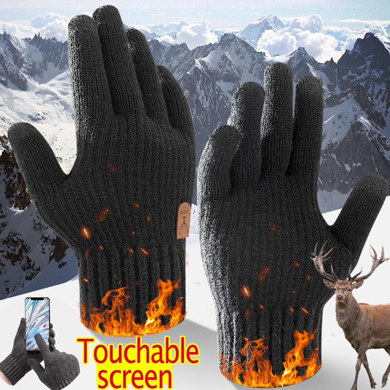Guantes de Cachemira para hombre, manoplas cálidas de cinco dedos para exteriores, esquí, ciclismo, motocicleta, a prueba de frío, novedad de invierno