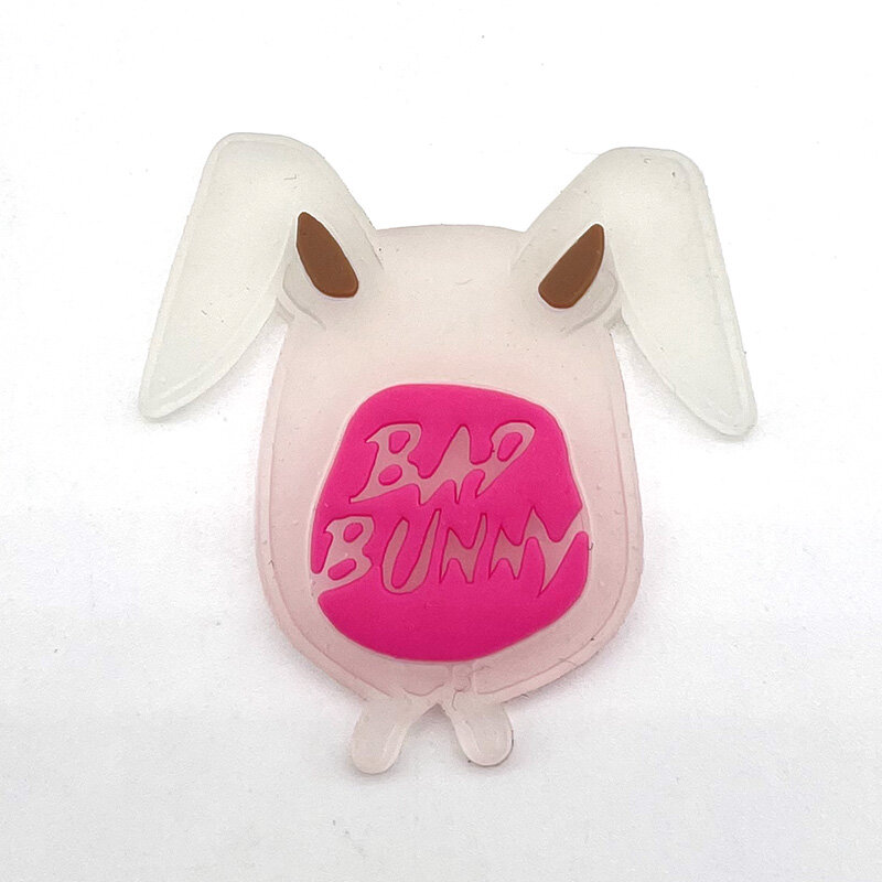 Hot 1PCS DIY Bad Bunny Shoe Charms Cartoon luminous PVC Shoe Accessories Fit Sandals Decorate Buckle Kids Boys Adult X-mas Gifts