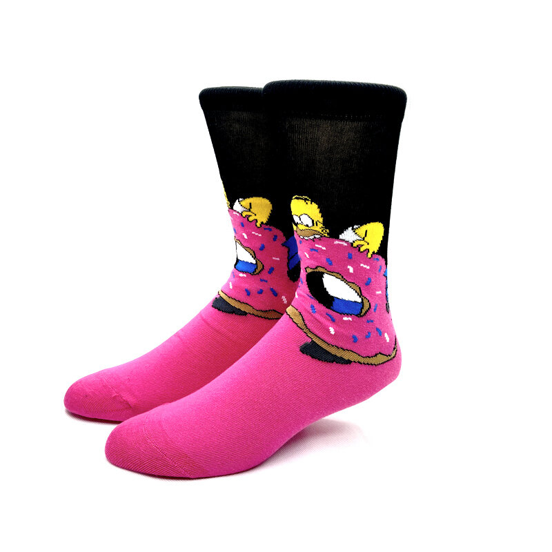 New 1 Pair The Simpsons Harajuku Women Men Socks Cartoon Personality Skateboard Socks Anime Middle Tube Cotton Unisex Socks