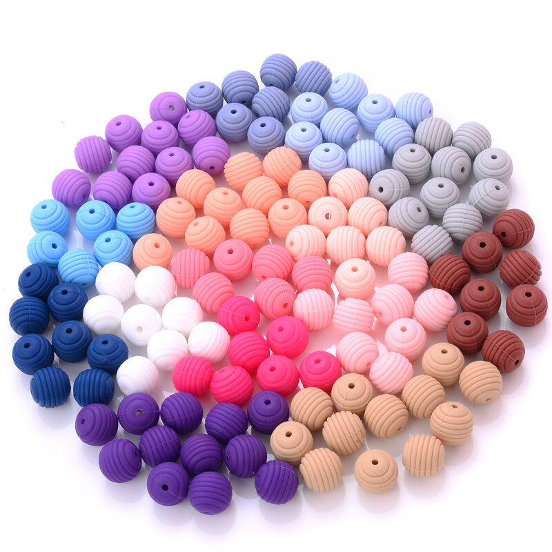 Perles de dentition rondes en silicone pour bébé, de qualité alimentaire, pour bricolage, 15mm, 10 pièces/lot