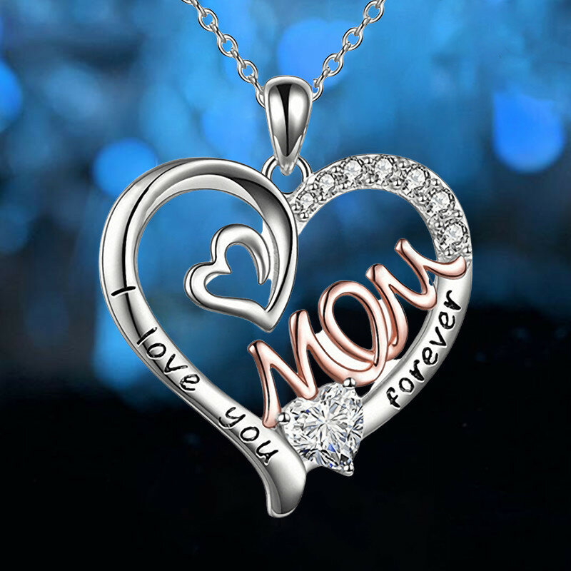 الفاخرة مصمم مجوهرات القلب أمي مزدوجة الحب الأم قلادة للنساء الزركون الأولي سلسلة بدلاية قلادة هدية عيد الأم