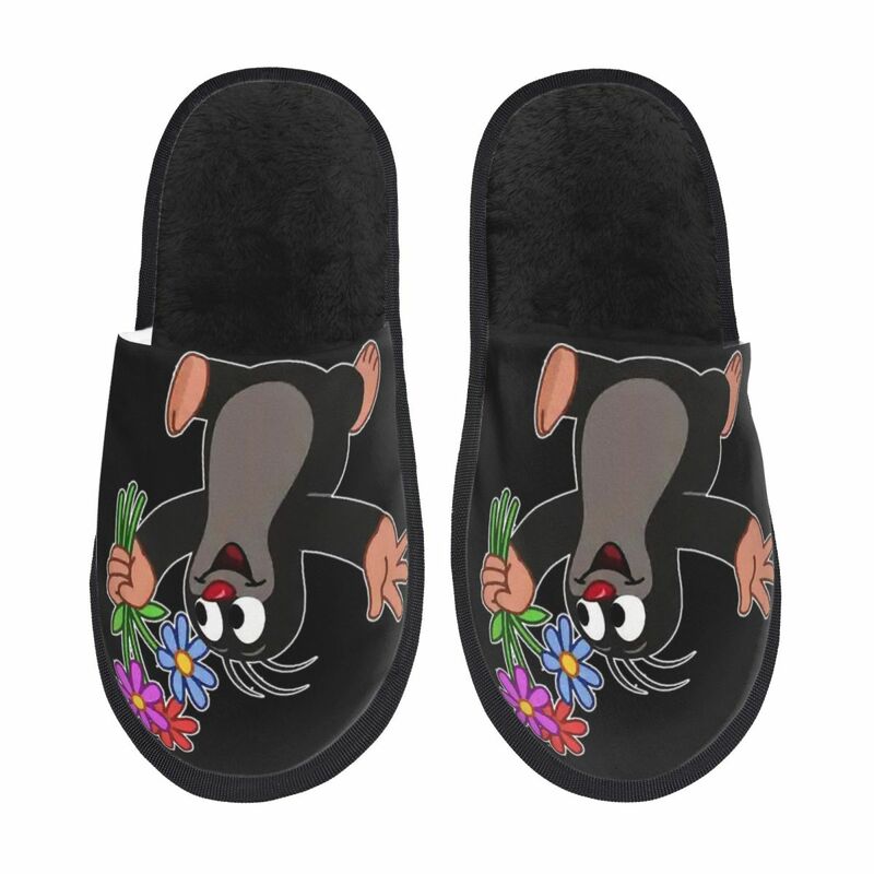 Krtek sandal berbulu Pria Wanita, sandal rumah spesial, motif warna nyaman, sandal netral