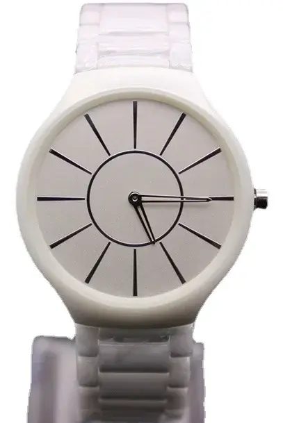 Reloj de cuarzo de cerámica para hombre y mujer, cronógrafo deportivo de lujo, color blanco y negro, nuevo