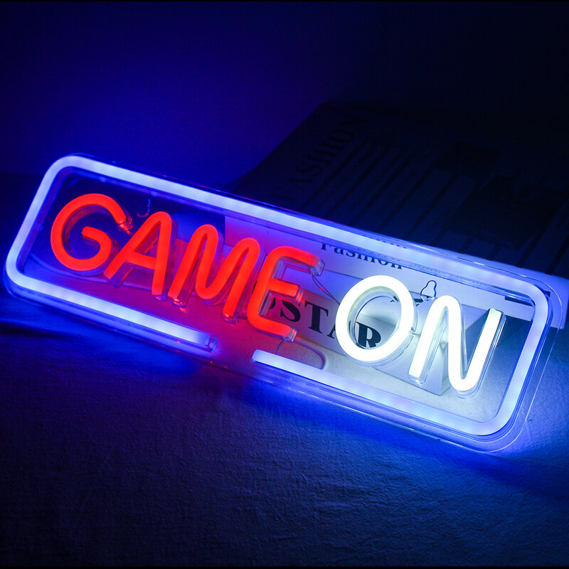Game On Neon Signs-Lámpara de pared de arte LED para Gamer, decoración estética para habitación, hogar, dormitorio, Bar, fiesta, juego, logotipo de sueño, bonito regalo para niño