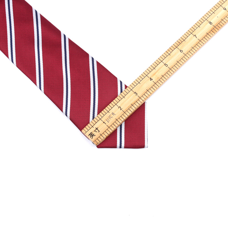 Elegant 8CM Mens Necktie Wine Red W/ Striped Ties For Man Shirt Polyester Jacquard Woven Neckwear Business Party Accessories