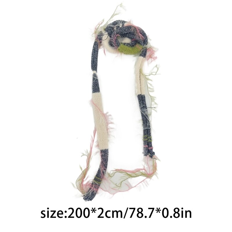 Sciarpa Pelosa da Donna Cintura Lunga Attillata Cravatta Sciarpa Collo Y2K Ragazze Puntelli per Foto Fazzoletto Lungo