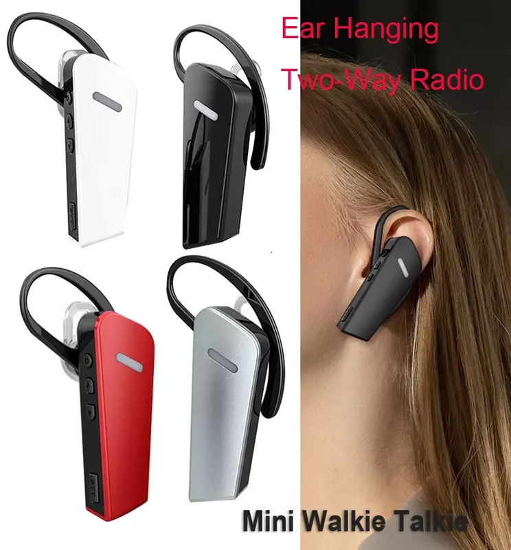 Mini Walkie Talkie sem fio, 3W, 400-470Mhz, Fone de ouvido de rádio, Gancho de ouvido, Pequeno compacto, Salão de beleza