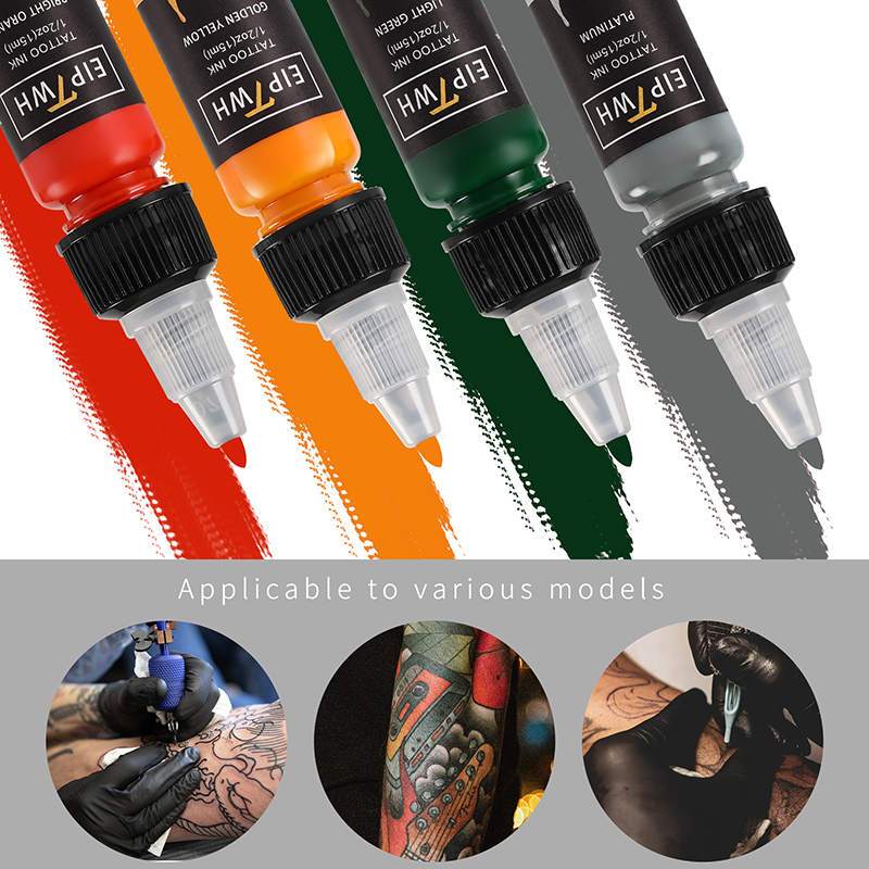 Pigmento de Tinta com Caixa, Kits de Tatuagem Corporal, Tintas de Beleza Profissional, Maquilhagem, Semi-Permanente, 15ml, 14 cores