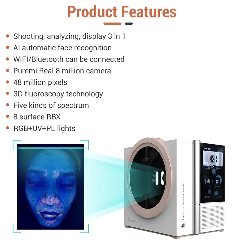 Máquina de análisis Facial Uv Smart Mirror, escáner Facial, analizador profesional de la piel, para salón y Spa
