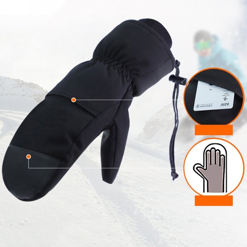 Mitaines Ski imperméables pour écrans tactiles, gants pour hommes femmes, gants neige d'hiver