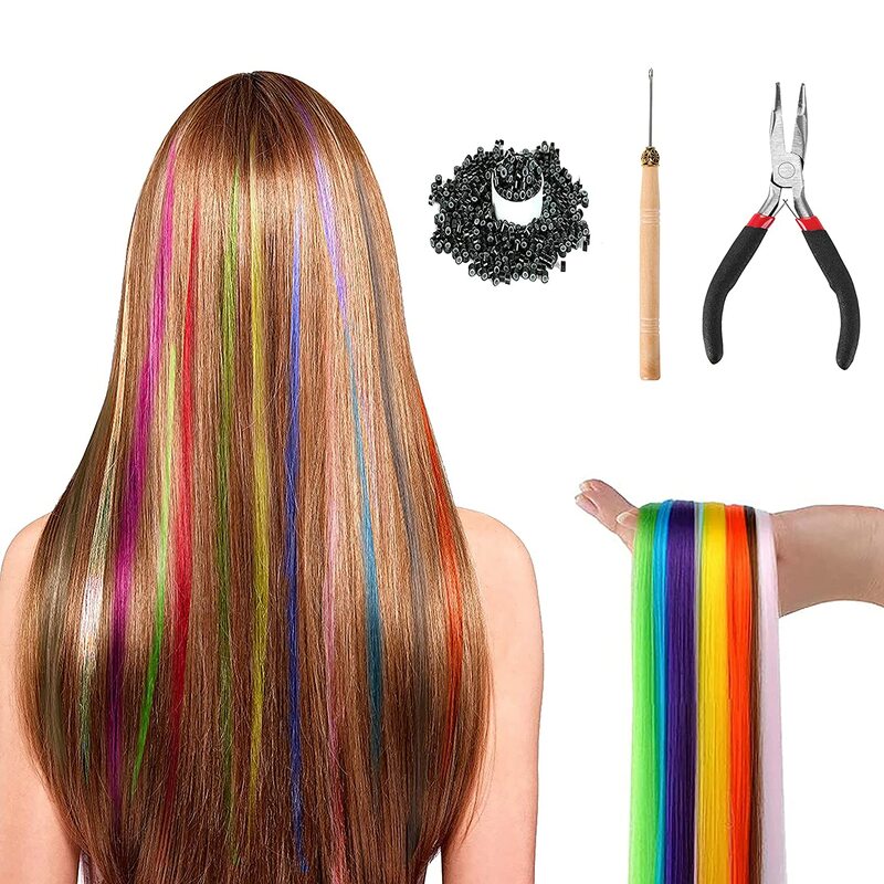 Synthetische Farbige ICH-Spitze Stick Haar Extensions 16 Zoll 1-20 Stränge/Pack Für Frauen Hohe Temperatur faser Haarteile Zubehör
