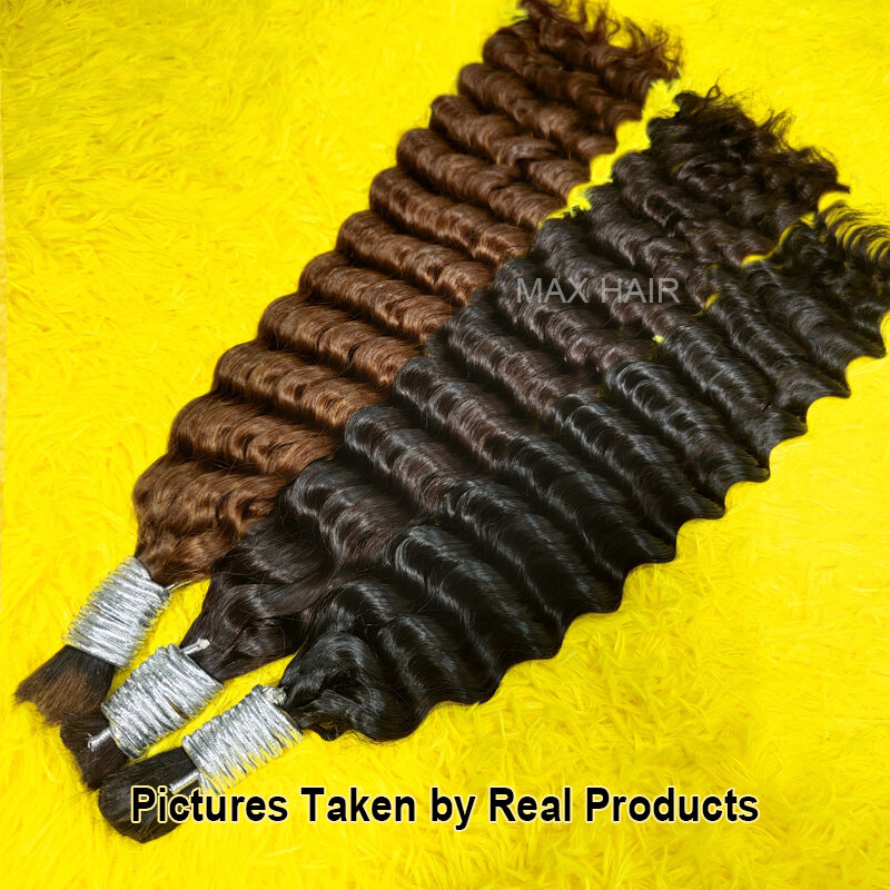 Human Hair Bulk Hair Deep Wave For Braiding Curly Brazilian Remy Hair Bundles No Weft Natural Black Bulk Human Hair Extensions