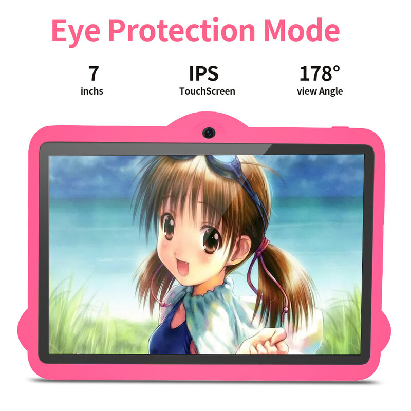BDF-Tableta K1 con WiFi 5G para niños, Tablet PC de 7 pulgadas, Android 9,0, 32GB, bonito diseño, aprendizaje, entretenimiento, regalo