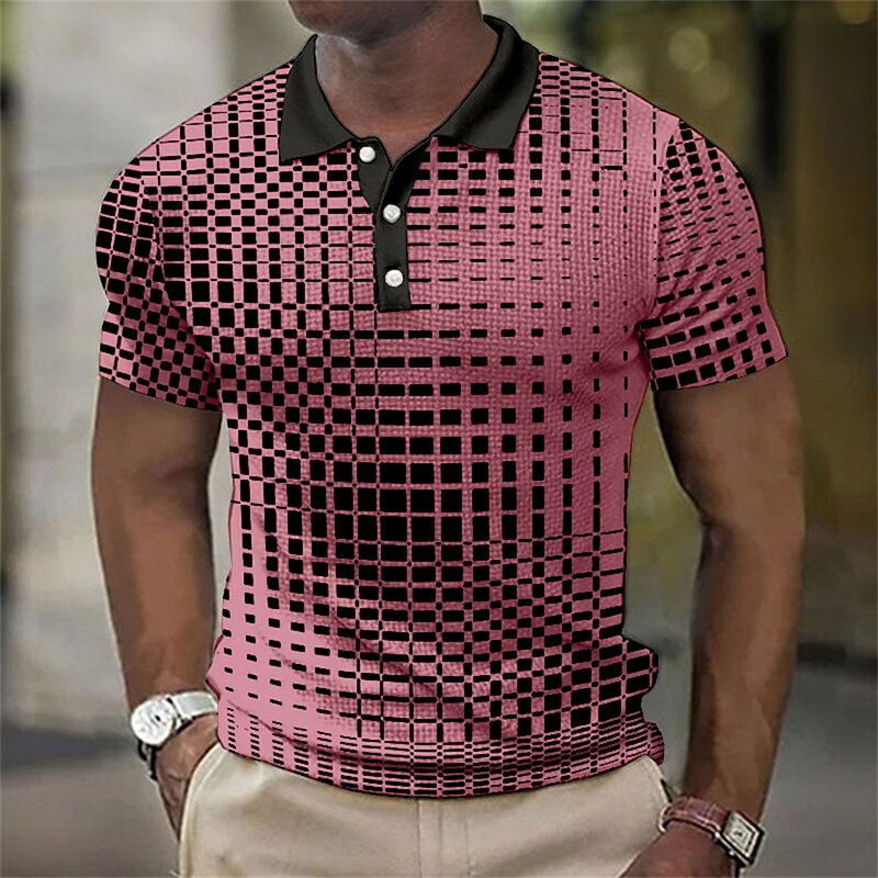 Retro Polo für Männer 3d gefleckte Männer Kleidung Straße lässig kurz ärmel ige lose übergroße Hemd hochwertige Sportswear Soft Tops