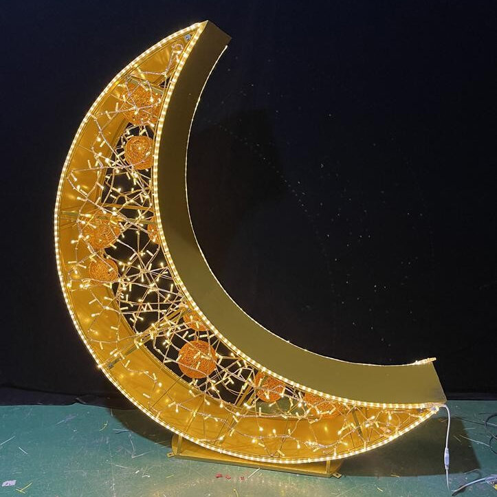 Grand motif de lune 3D LED suspendu, décoration extérieure pour le ramadan, mélangeur de shopping, offre spéciale