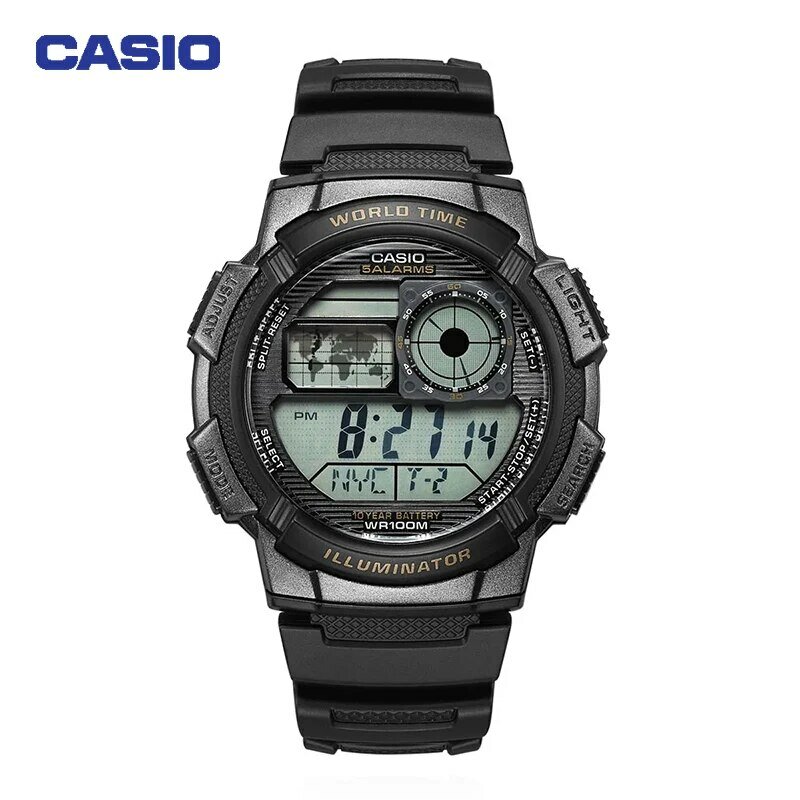 Casio-WSports relógio para estudantes do sexo masculino, cronômetro digital à prova d'água, guia multifuncional, data, AE-1000W, 1500W, 1100WSports
