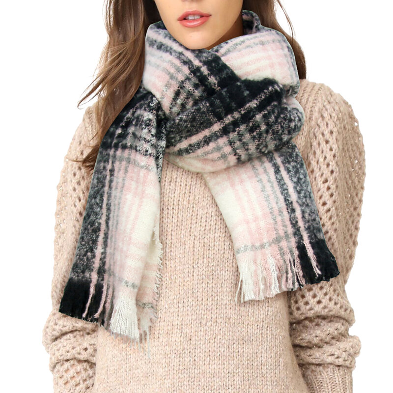 SEIPAIKE-bufandas de Invierno para mujer, chal largo, suave y grueso, bufandas de borla para mujer, regalo cálido y acogedor