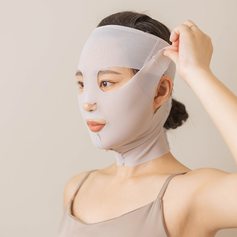 Masker tidur 3D wanita, dapat digunakan kembali bernapas Anti kerut perban pelangsing pembentuk V pengangkat wajah penuh