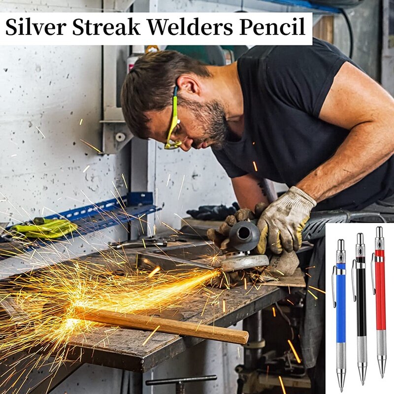 1Set di matite in metallo con ricariche rotonde da 36 2.0Mm con strumento di marcatura per pennarelli per la lavorazione del legno