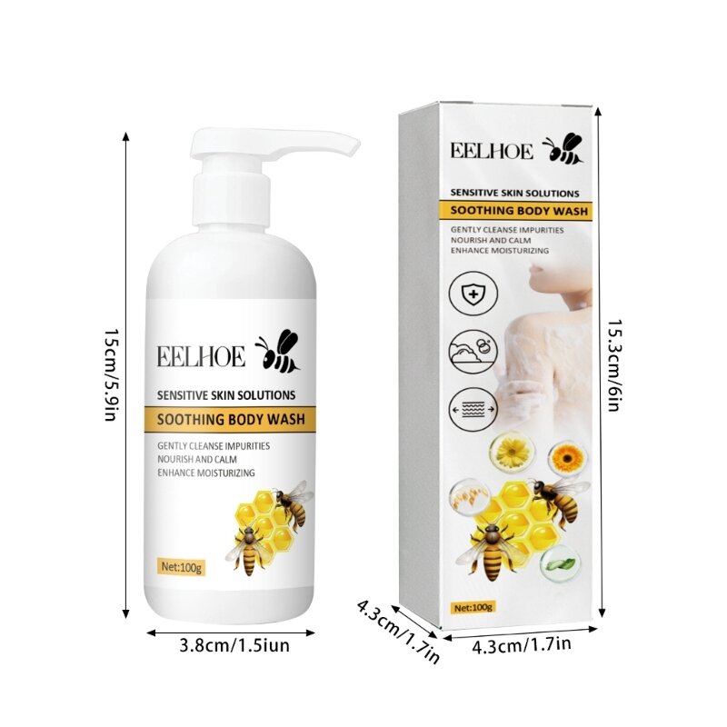 Y1UF Honeys Gel banho para corpo, clareamento rápido, lavagem corporal, remoção coceiras, cuidados com a pele