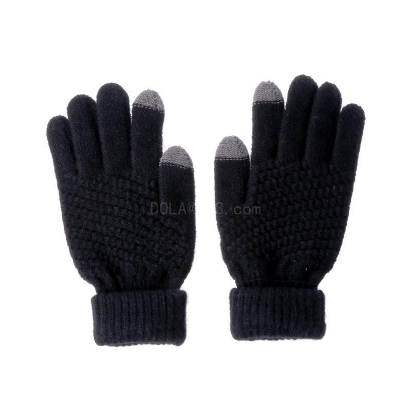 Winter Warm Gloves Stretchy Mittens Adult Knitted Solid Color Full Finger Gloves Knitted Gloves for Cold Weather