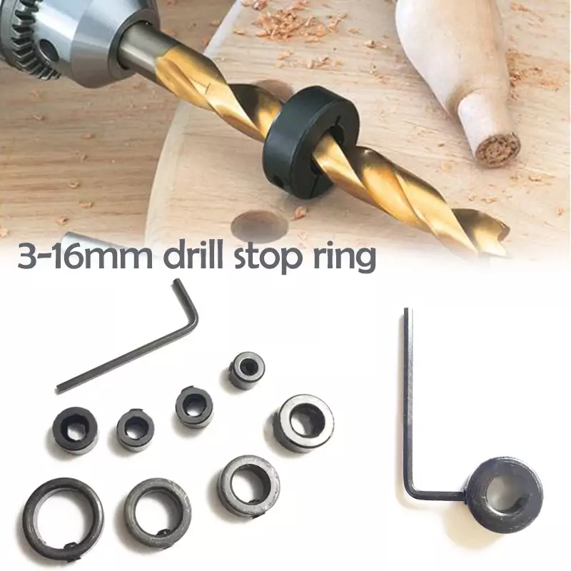 4/8pcs Woodworking Drill Locator 3-16mm Shaft Depth Collars Ring Positioner Drill for Wood Drill Bit Hexagon Wrench Bit Tool