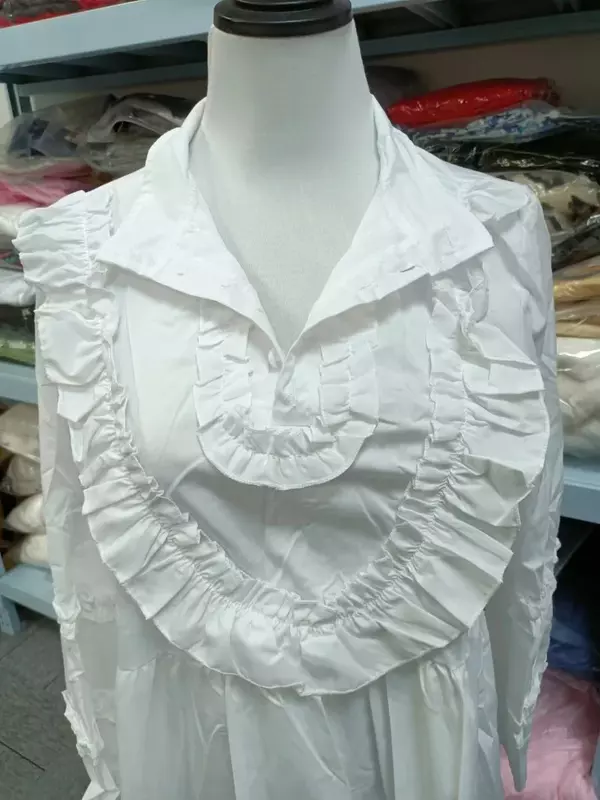 2023 Vestidos Mulher elegante bianco collo alto Ruffle Dress Sexy autunno manica lunga abiti corti allentati moda abito manica a sbuffo