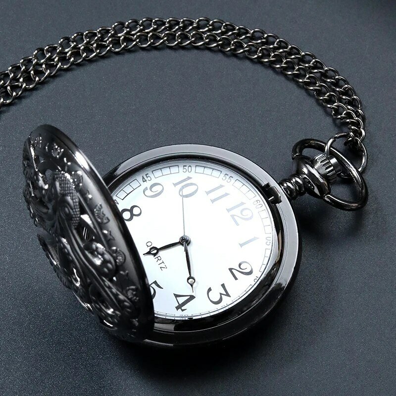 ساعة جيب كوارتز كلاسيكية مجوفة للرجال والنساء مع سلسلة ، ساعات سوار غير رسمية ، قلادة عتيقة ، طقم 2