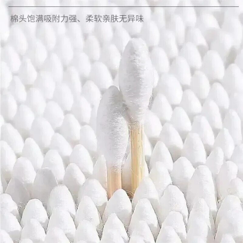 200PCS Wooden Double-Ended Cotton Swabs Make-Up Cleaning Disposable Cotton Swabs Medical Household Hygiene Ear Pulling