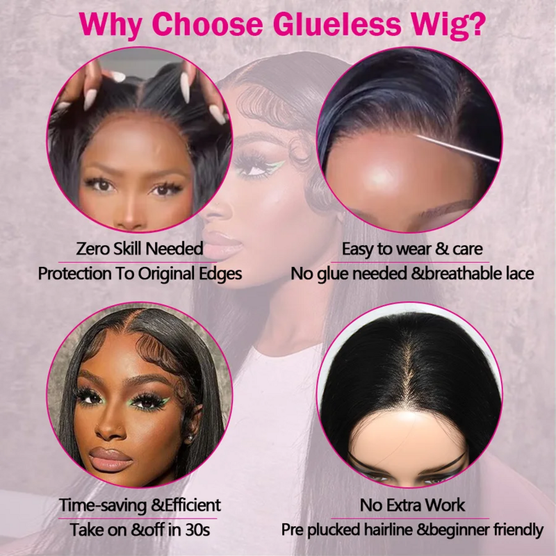 Glueless Wear And Go Prelucked Human Peruvian Body Wave Hair Wig 4x4 Closure HD Transparent  Pre cut Ready Wear And Go Lace