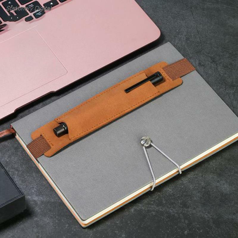Portalápices con banda elástica ajustable de 8-1,5 pulgadas, Funda de cuero PU para bolígrafo, bolsa elástica desmontable para cuaderno