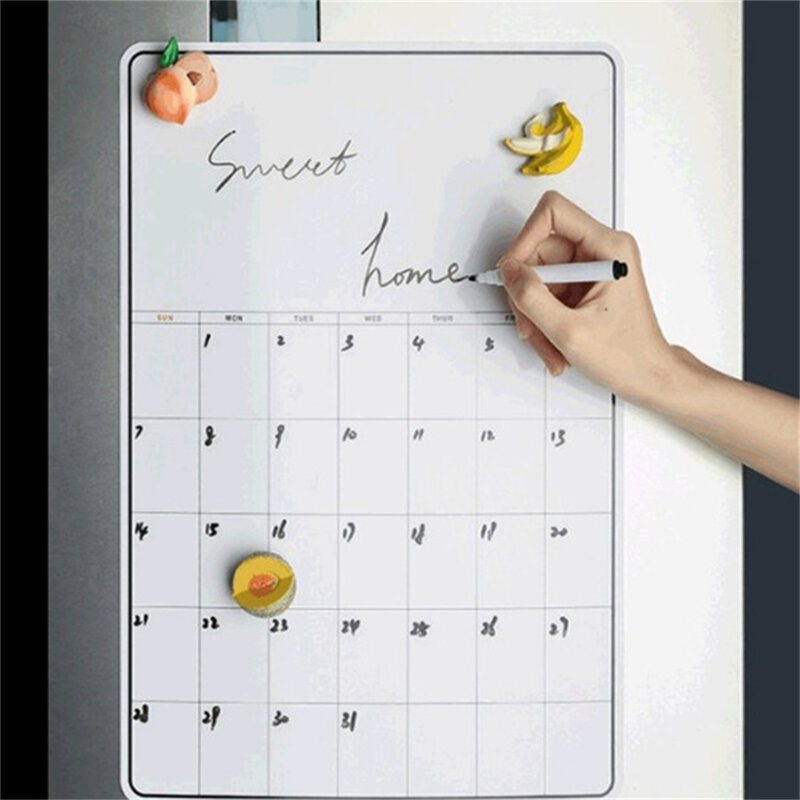 A5 kalender magnetik untuk kulkas bulanan mingguan perencana kalender meja kering hapus papan tulis kulkas stiker papan pesan Menu