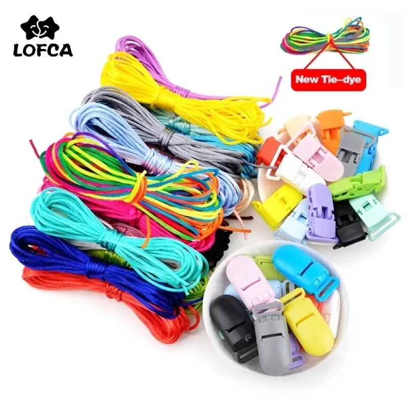 LOFCA-mordedor de nailon colorido para bebé, accesorios de Clip para chupete, collar de dentición DIY, fabricación de colgantes de joyería