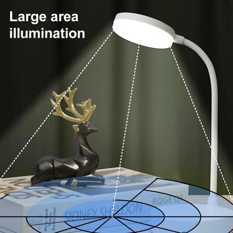 LED Table Lamp Student Study Reading Lamp Rechargeable Book Light Stepless Dimming Desk Light Bedroom Bedside Night Light